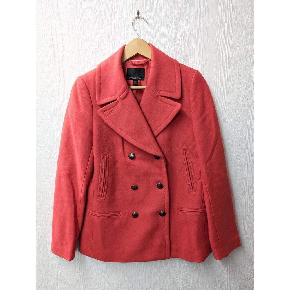 Banana Republic Coral Wool Coat Peacoat Nova Fides Italy Women's Size Small